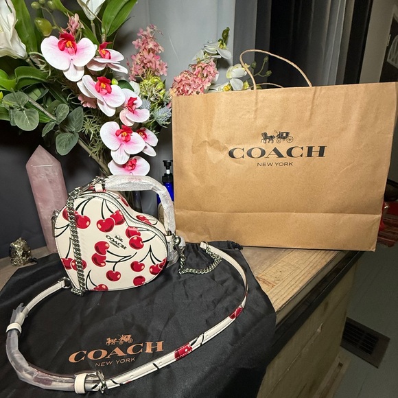 Coach Handbags - Coach Heart-Shaped Crossbody Bag with Cherry Print - duster bag - shopping bag